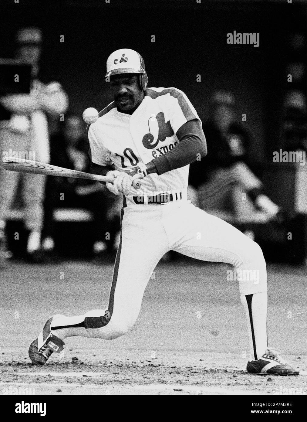 FILE--Montreal Expos Andre Dawson is hit by a pitch thrown by Pittsburgh  Pirates Rick Rhoden in Montreal, June 8, 1983. Former Montreal Expo Dawson  has been elected to the Baseball Hall of