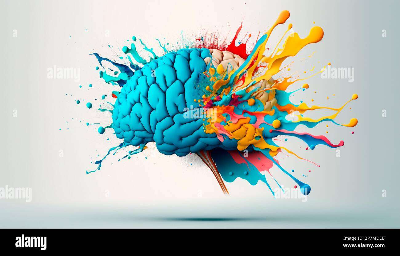 Creative color brain. Explosion of colors and creativity. Smart and ...
