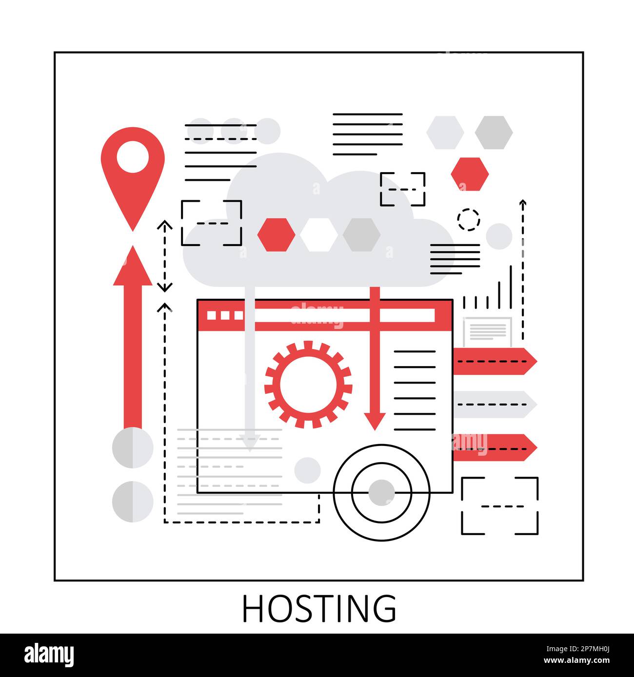 Web online data hosting. Cloud computing digital technology vector ...