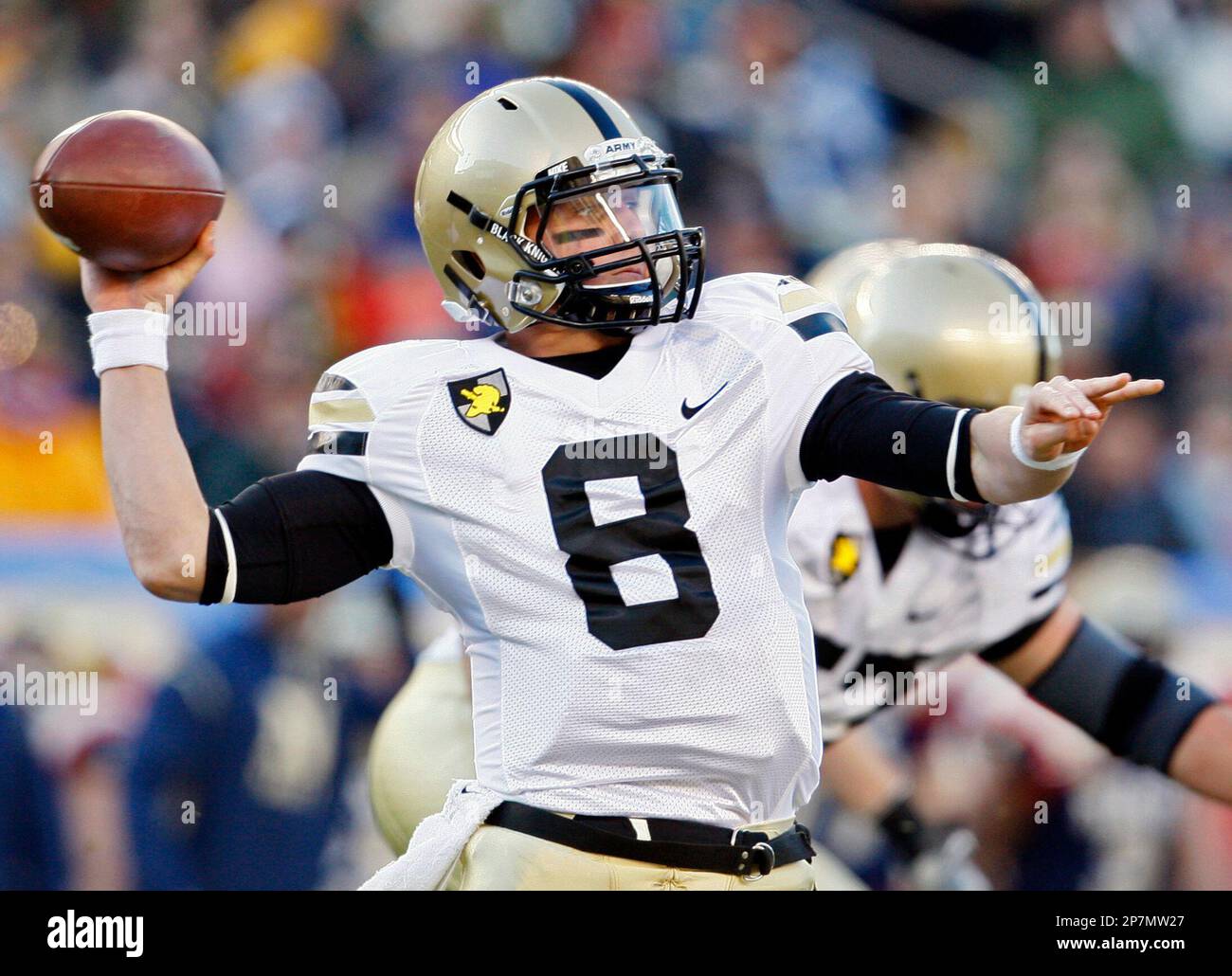 Army quarterback Trent Steelman passes during the first half of an NCAA