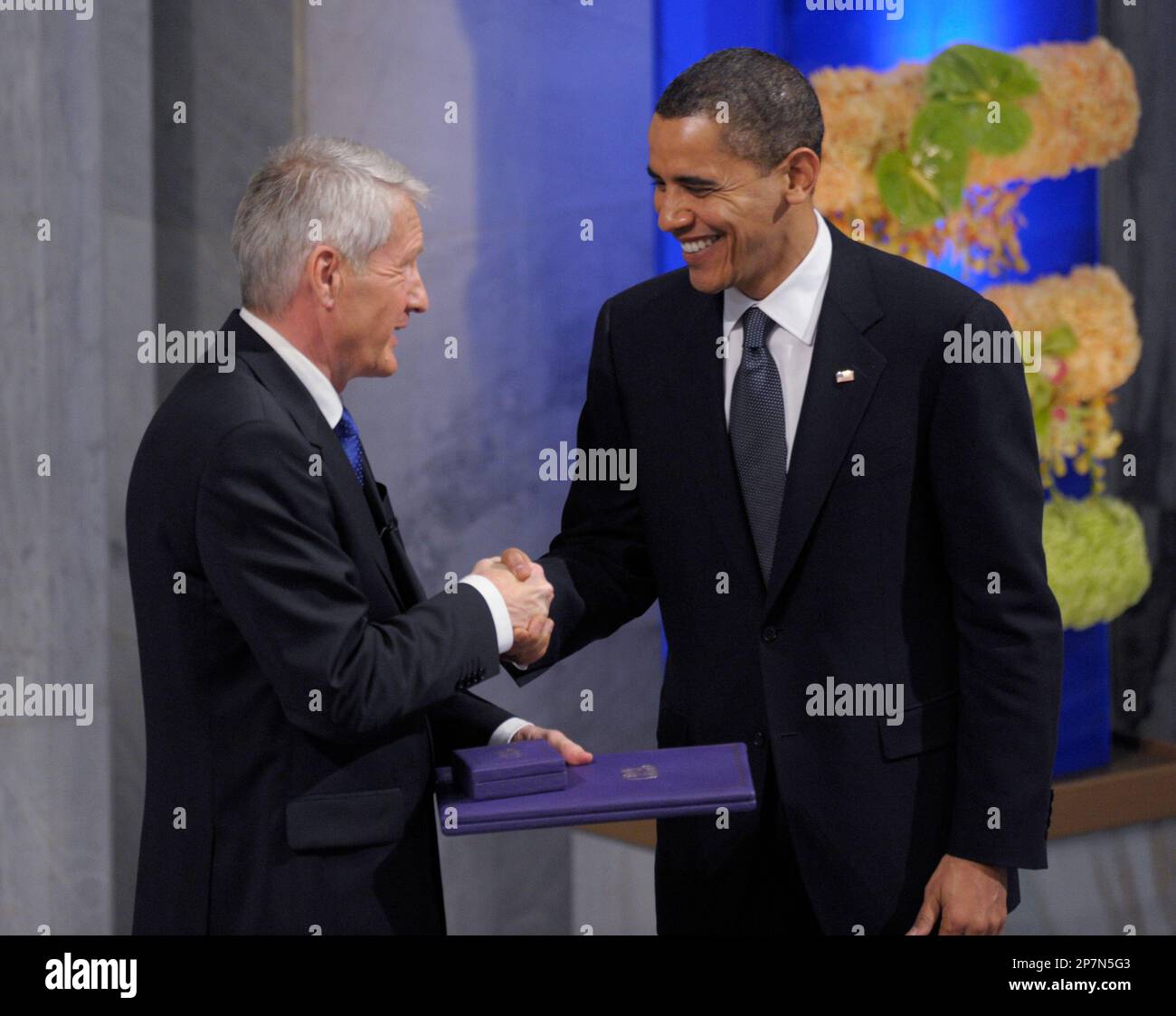 Nobel Committee Chairman Thorbjorn Jagland Shakes Hands With President nobel-committee-chairman-thorbjorn-jagland-shakes-hands-with-president