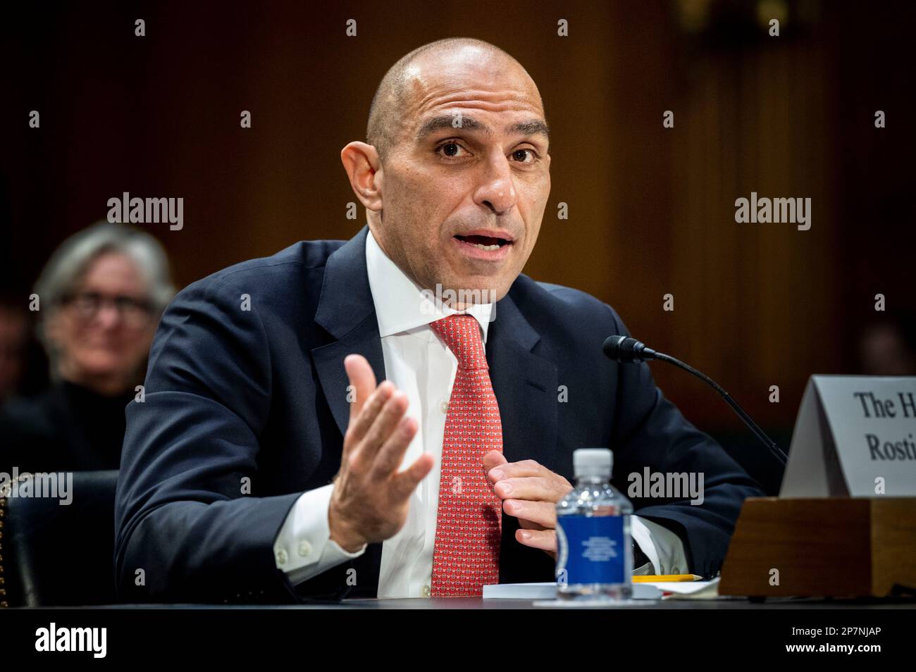 March 8, 2023, Washington, District of Columbia, USA: ROSTIN BEHNAM, Chairman, Commodity Futures Trading Commission (CFTC), speaking at a hearing of the Senate Health, Education, Labor, and Pensions Committee at the U.S. Capitol. (Credit Image: © Michael Brochstein/ZUMA Press Wire) EDITORIAL USAGE ONLY! Not for Commercial USAGE! Stock Photo