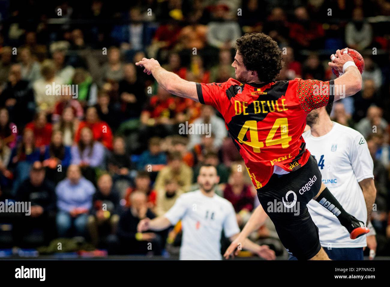 Belgium's Jeroen De Beule pictured in action during a handball game between Belgian national