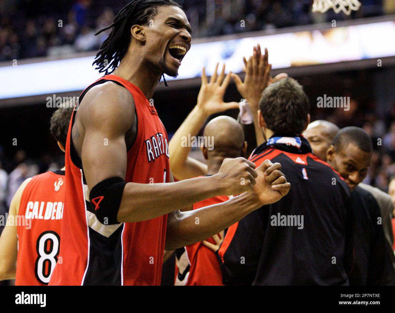 Bosh Raptors Toronto Raptors forward Chris Bosh reacts after their overtime win over ...