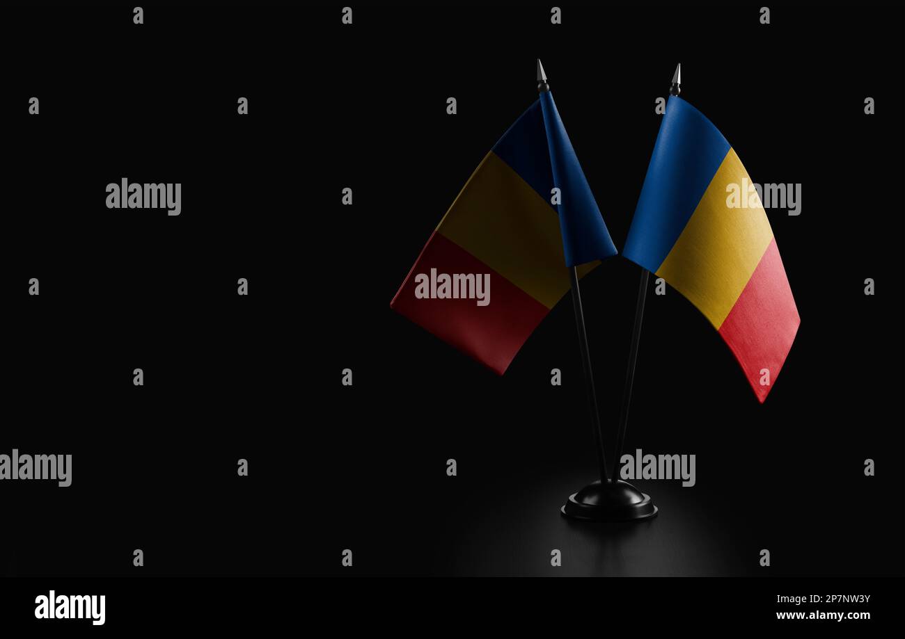 Small national flags of the Chad on a black background Stock Photo - Alamy