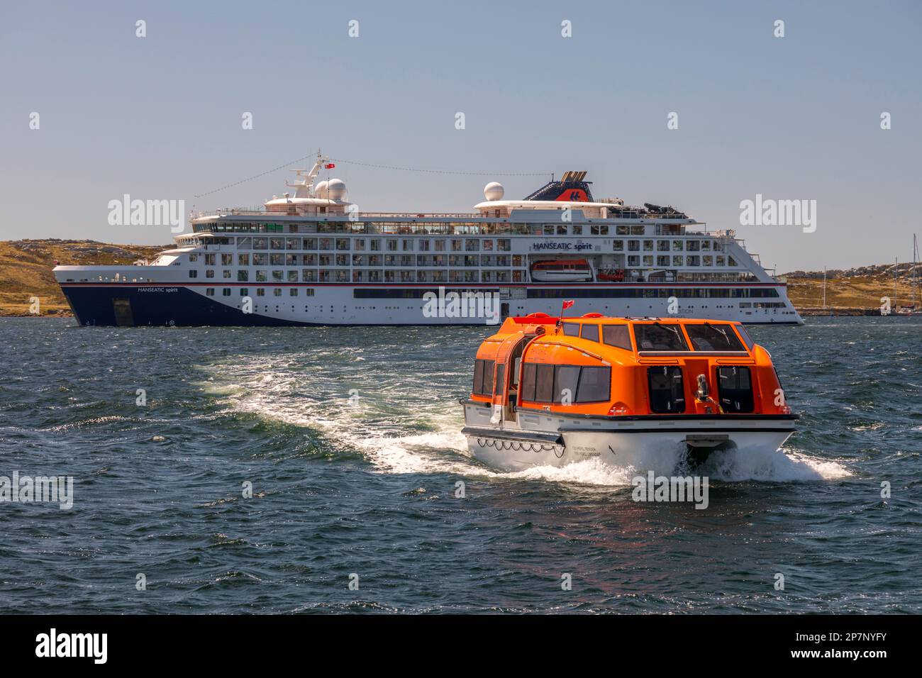 A tender from the cruise ship Hanseatic Spirit of Hapag Lloyd Cruises