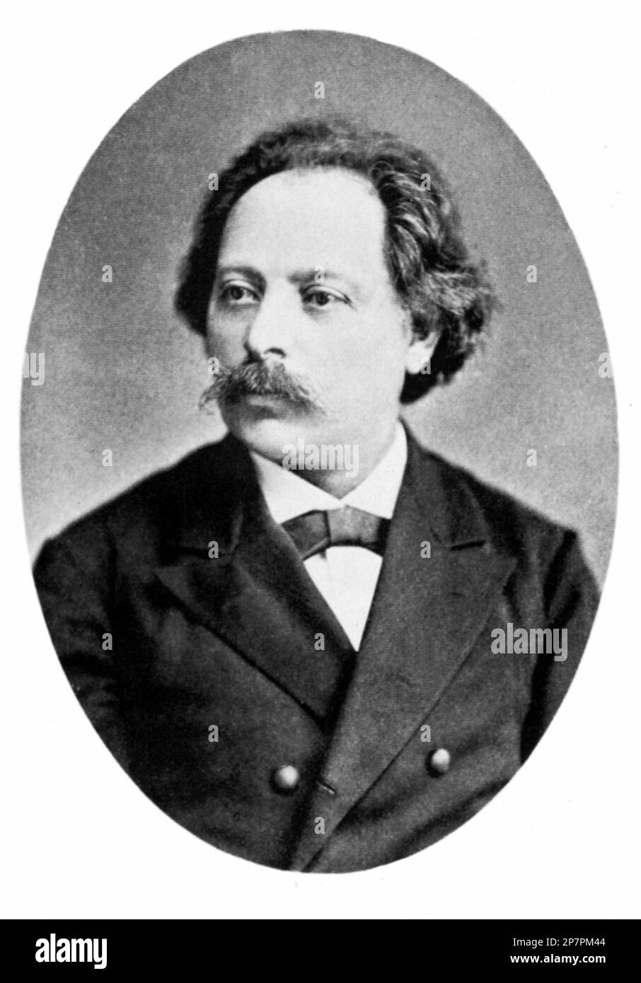 1875 c, AUSTRIA : The hungarian music composer KARL GOLDMARK ( 1830 - 1915 ), active in Vienna . Wrote Operas , orchestral and chamber music , etc. His Opera THE QUEEN OF SHEBA and his RUSTIC WEDDING SYMPHONY are still performed . Photo by J. Lowy , Vienna .  - COMPOSITORE - OPERA LIRICA - CLASSICA - CLASSICAL - PORTRAIT - RITRATTO - MUSICISTA - MUSICA  - baffi - moustache - collar - colletto -CRAVATTA - TIE - -- ARCHIVIO GBB Stock Photo