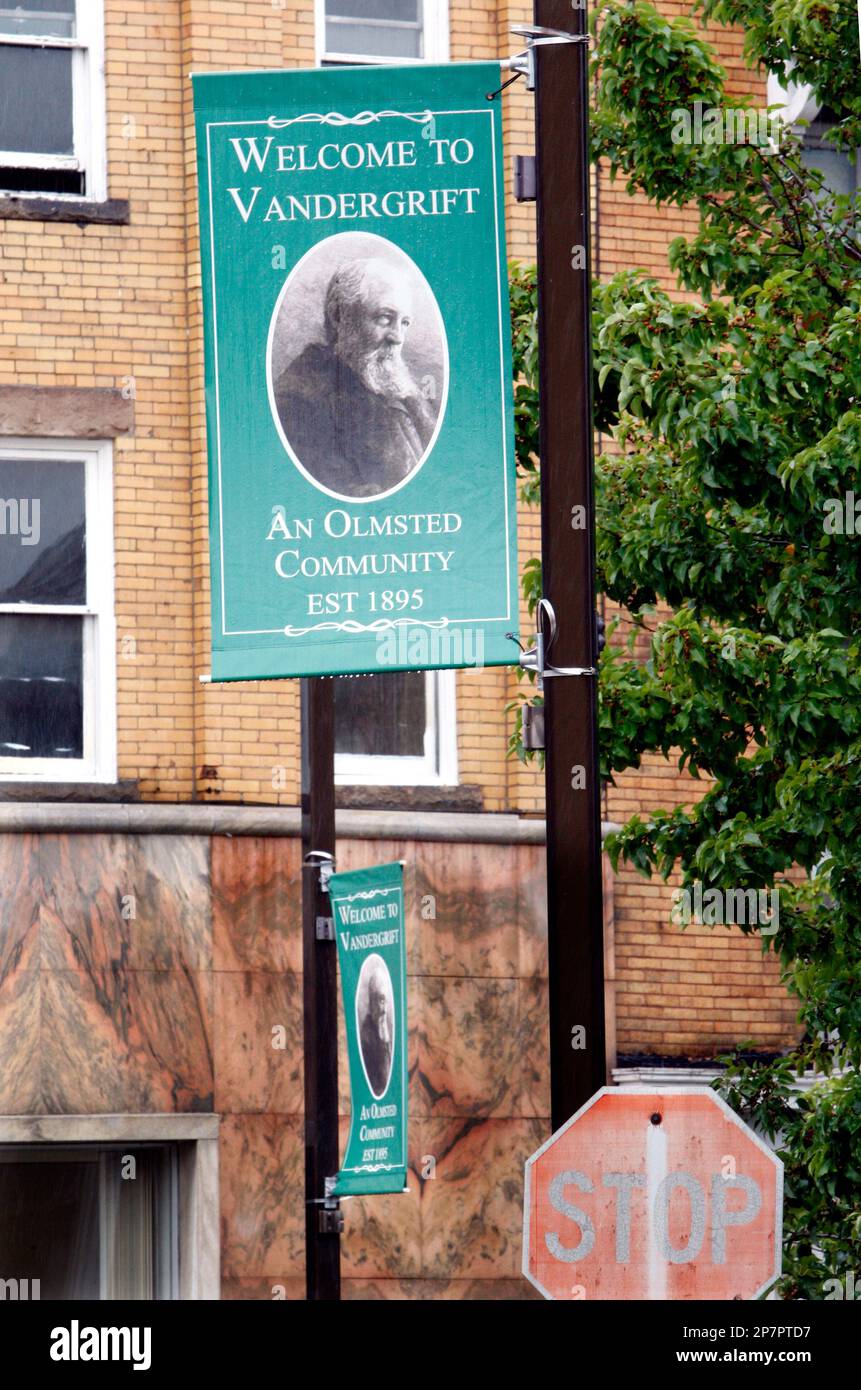In this photo made on Oct. 15, 2009 banners showing the famed architect