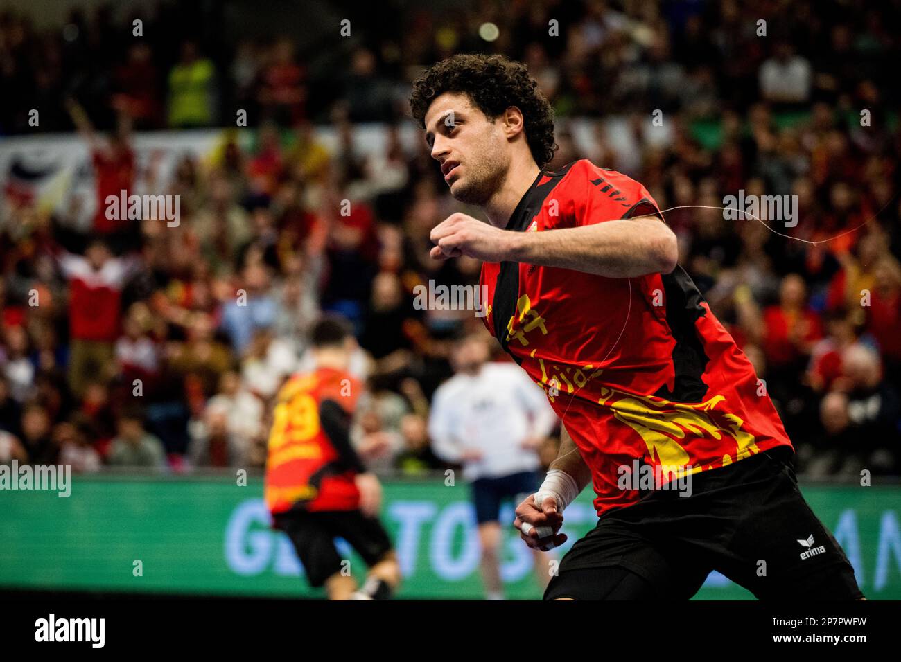 Belgium's Jeroen De Beule pictured in action during a handball game between Belgian national