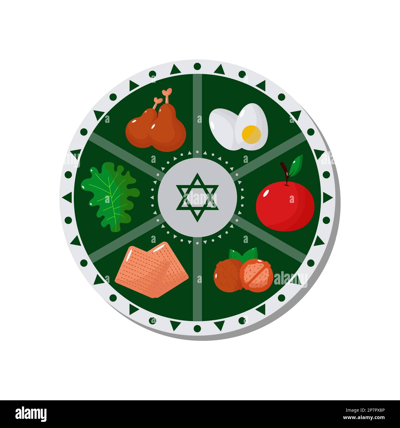 Jewish holiday Passover, Pesach, traditional icons and symbols. Vector