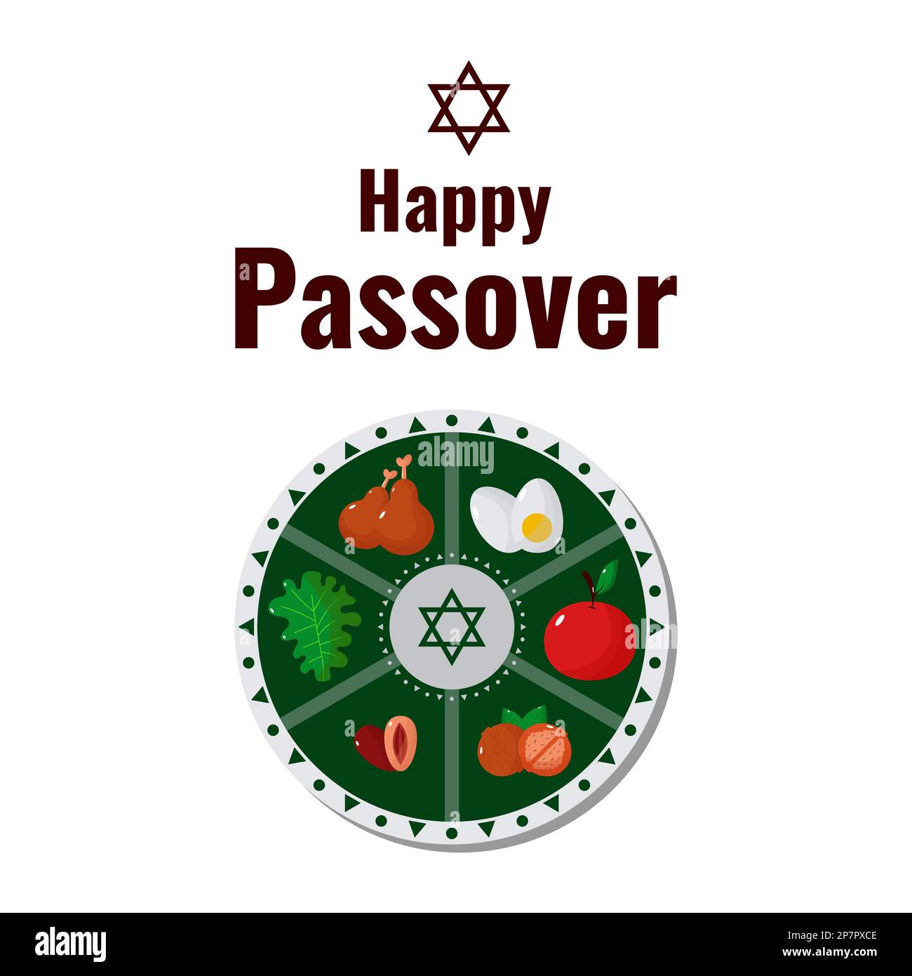 Jewish holiday Passover, Pesach, traditional icons and symbols. Vector ...