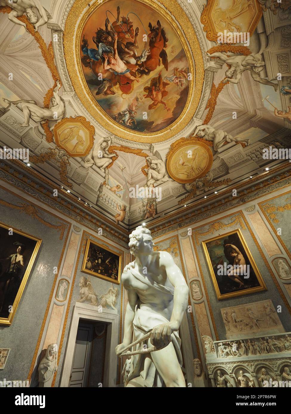 David statue by Gian Lorenzo Bernini in the Galleria Borghese museum in Rome, Italy Stock Photo