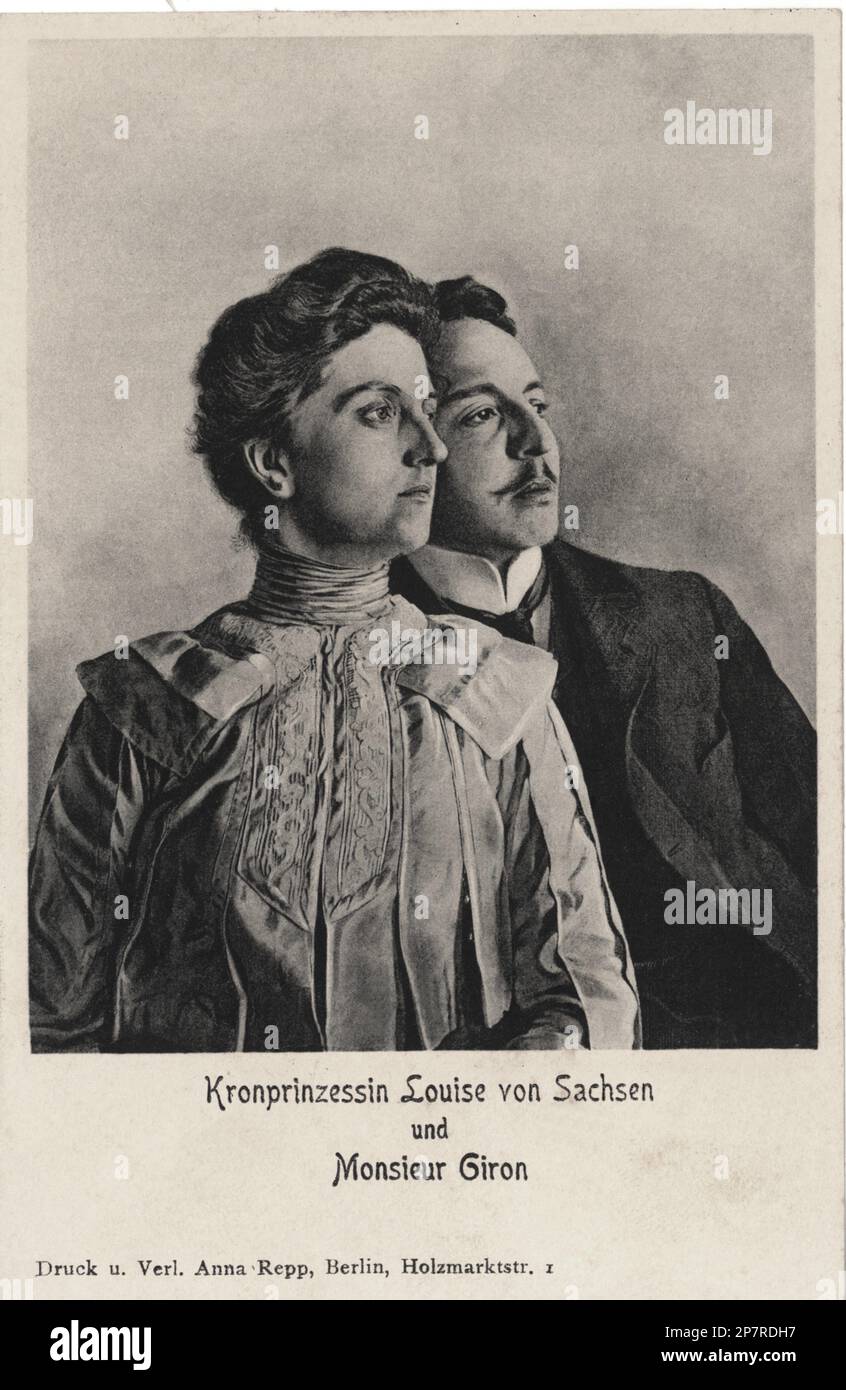 The scandalous prinzessin zu Sachsen  LUISA VON TOSCANA ( Luise , Louise von Österreich - Toskana  , Salzburg 1870 – Bruxelles 1947 ) . Married with Friedrich August III von Sachsen ( Frederick Augustus , 1865 - 1932 ), with him have 7 sons . Princess Imperial and Archduchess of Austria, Princess of Tuscany, Hungary and Bohemia was a daughter of Ferdinand IV of Tuscany and his second wife Alicia of Parma, daughter of Duke Charles III and Louise of Berry. She didn't follow etiquette at the court, which resulted in arguments with her father-in-law. On 9 December 1902 she left Saxony without her Stock Photo