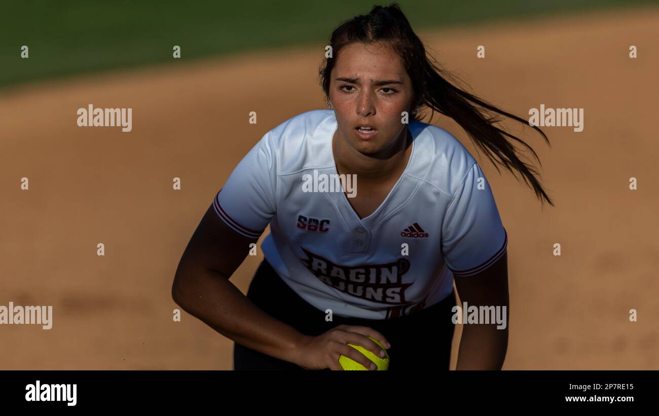 Louisiana third baseman Lauren Allred prepares to compete against