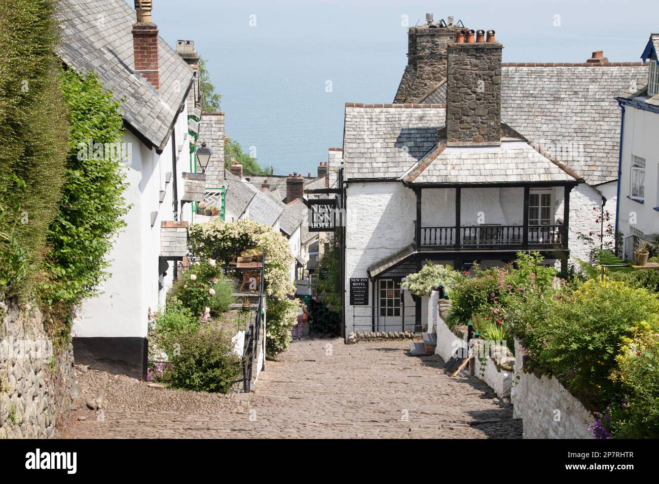View of main street in Clovelly Devon England Stock Photo Alamy