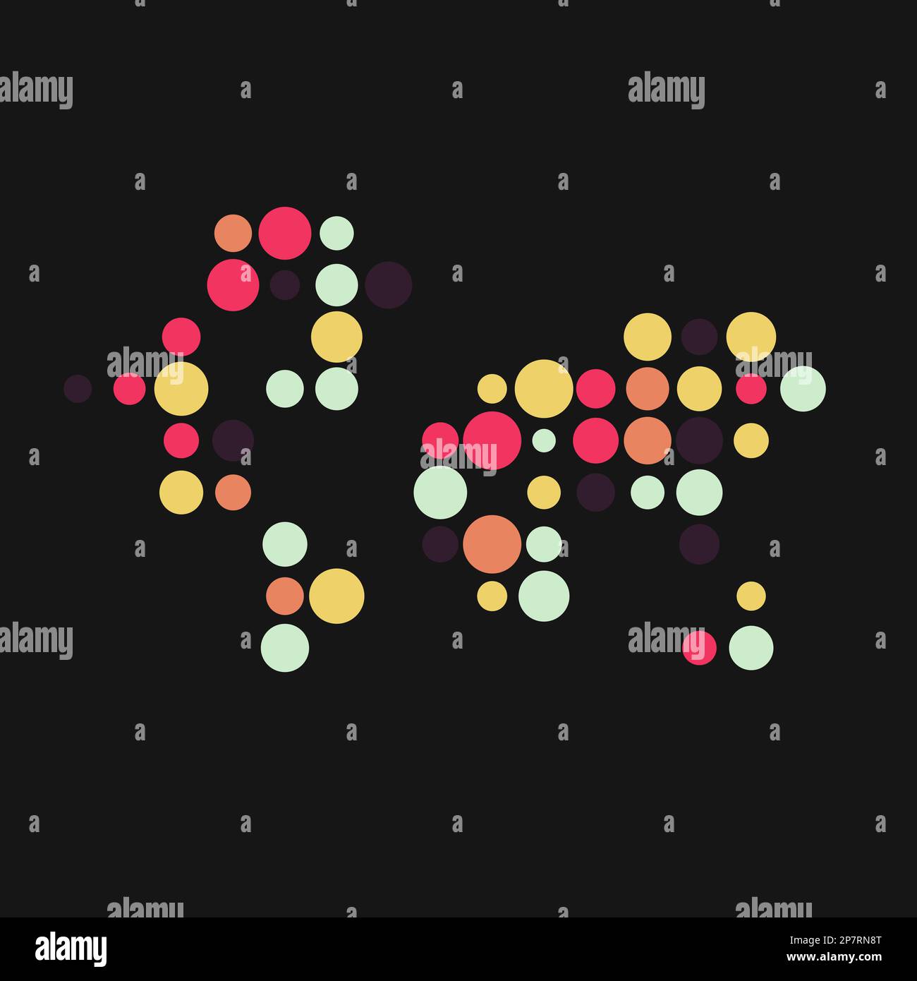 World Map Silhouette Pixelated generative pattern illustration Stock Vector