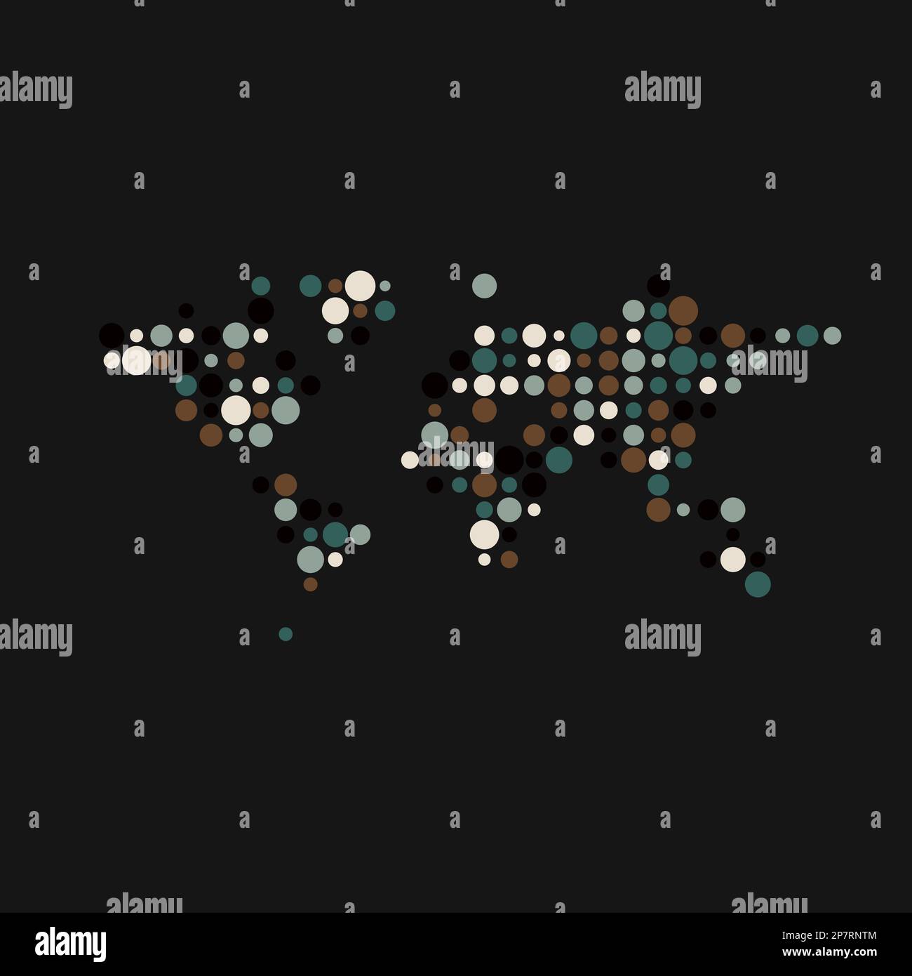 World Map Silhouette Pixelated generative pattern illustration Stock Vector
