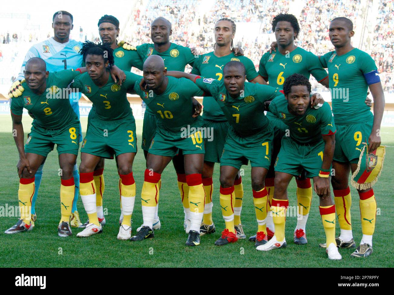 Cameroons team poses before the game against Morocco before their World Cup qualifying second leg soccer match in Fez, Morocco, Saturday Nov.14, 2009