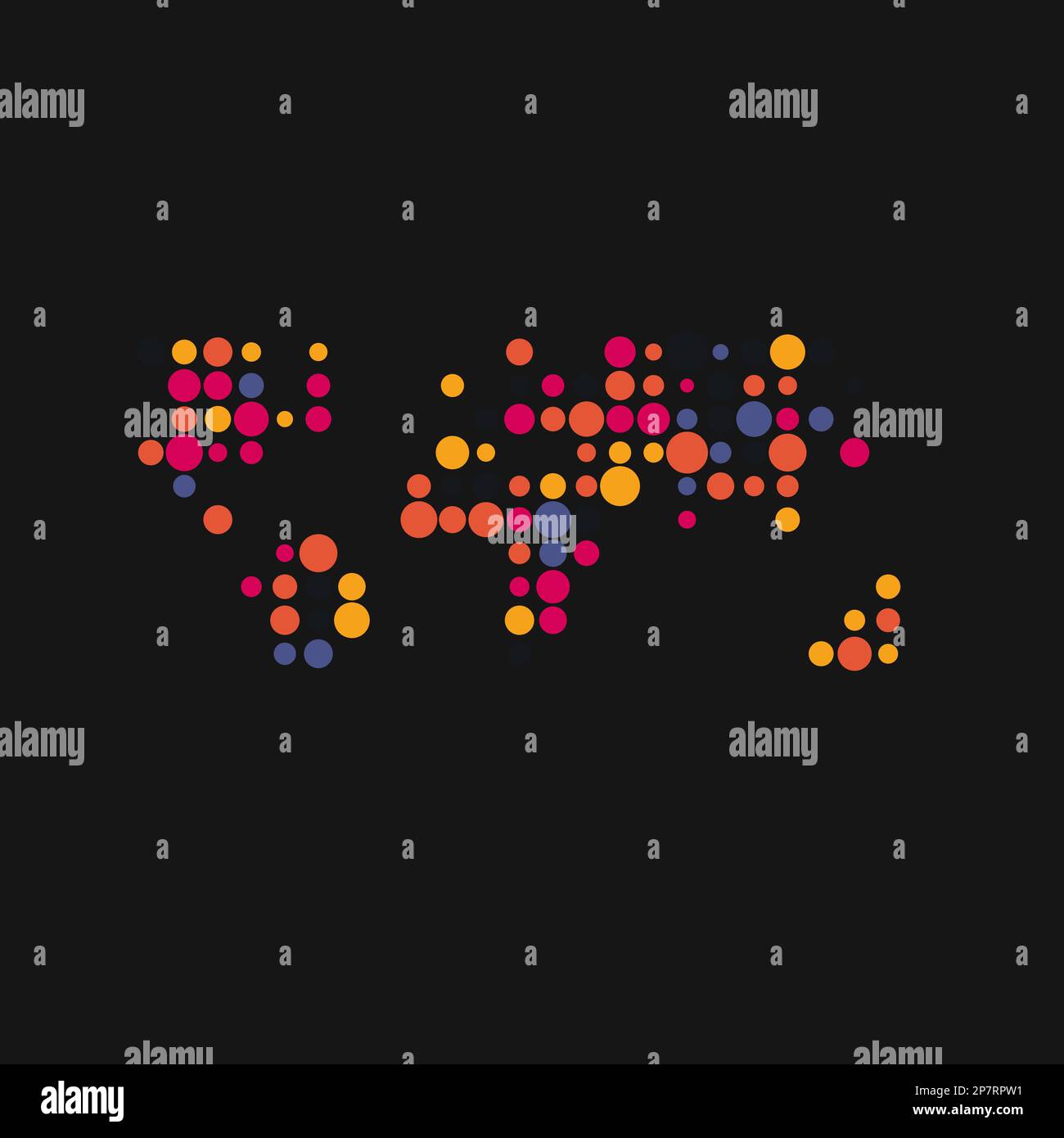 World Map Silhouette Pixelated generative pattern illustration Stock Vector
