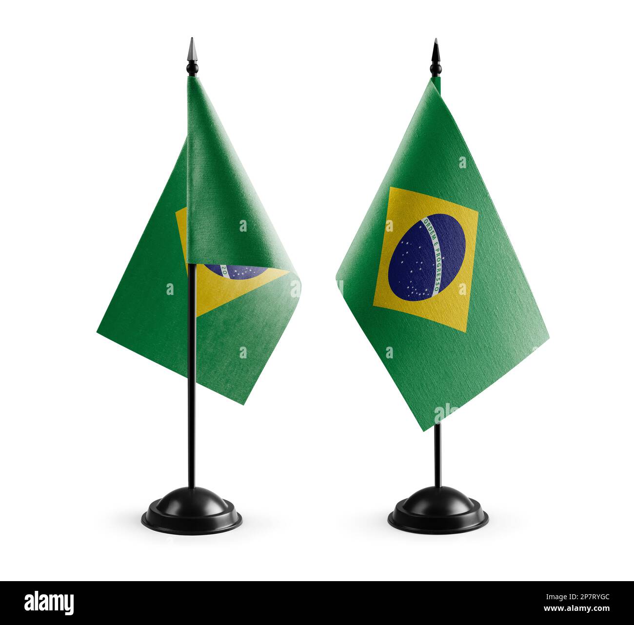 Small national flags of the Brazil on a white background Stock Photo ...