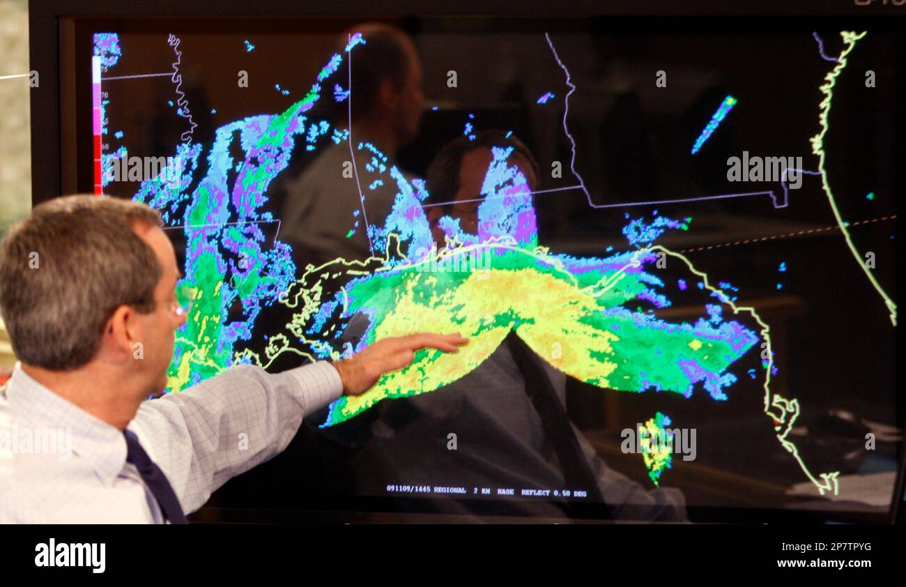 National Hurricane Center deputy director Ed Rappaport, shows the ...