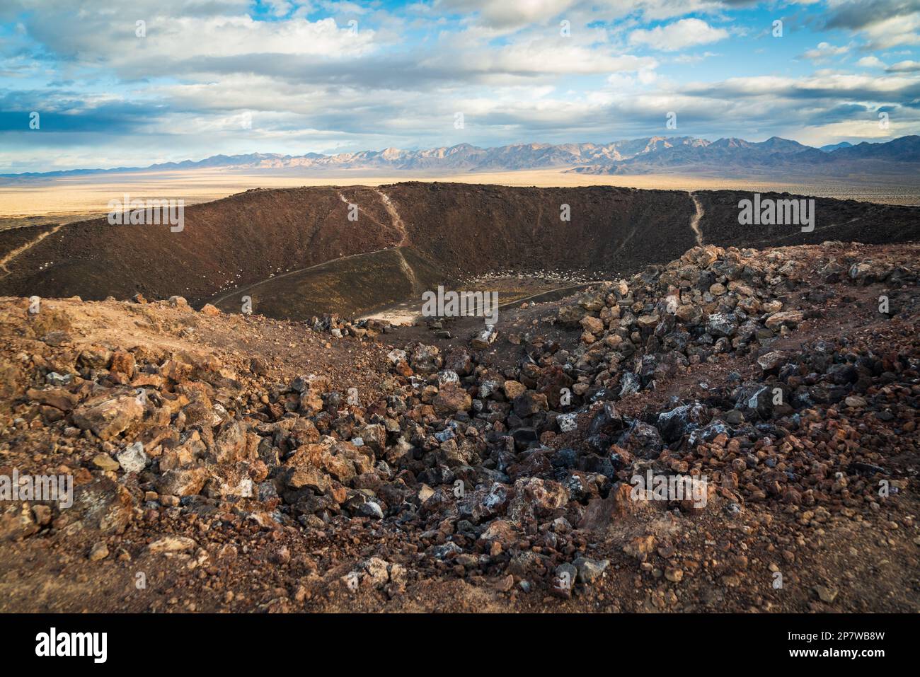 Looking Down From Ontop of Amboy Crater Stock Photo - Alamy