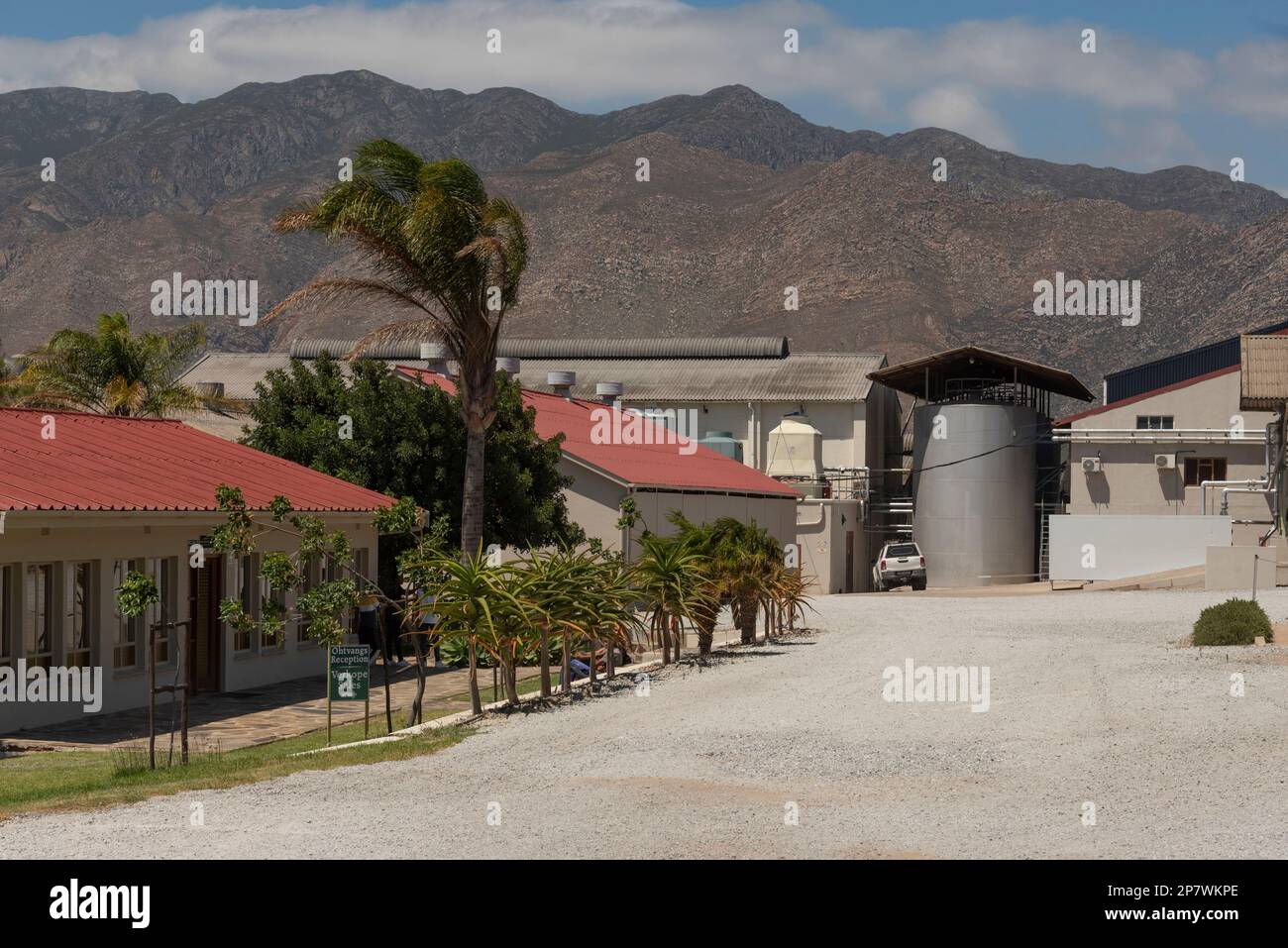 Montagu, Western Cape, South Africa. 2023. Entrance to the Montagu winery iin this wine production area. Stock Photo