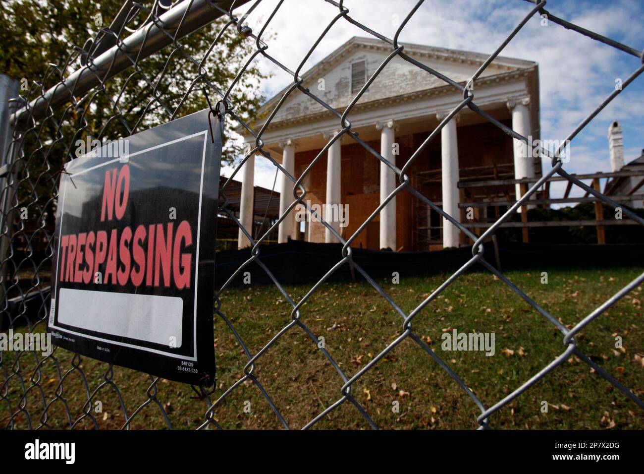 In this Oct. 23, 2009 photo, a chain link protects the historic