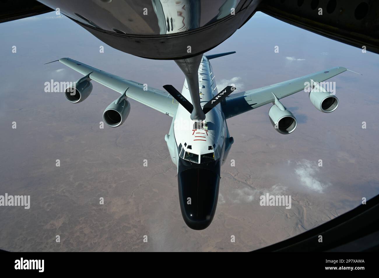 A Royal Air Force RC135 Rivet Joint assigned to the RAF Intelligence, Surveillance, Target