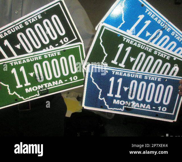 Newlydesigned Montana state license plates are shown in this Oct. 20