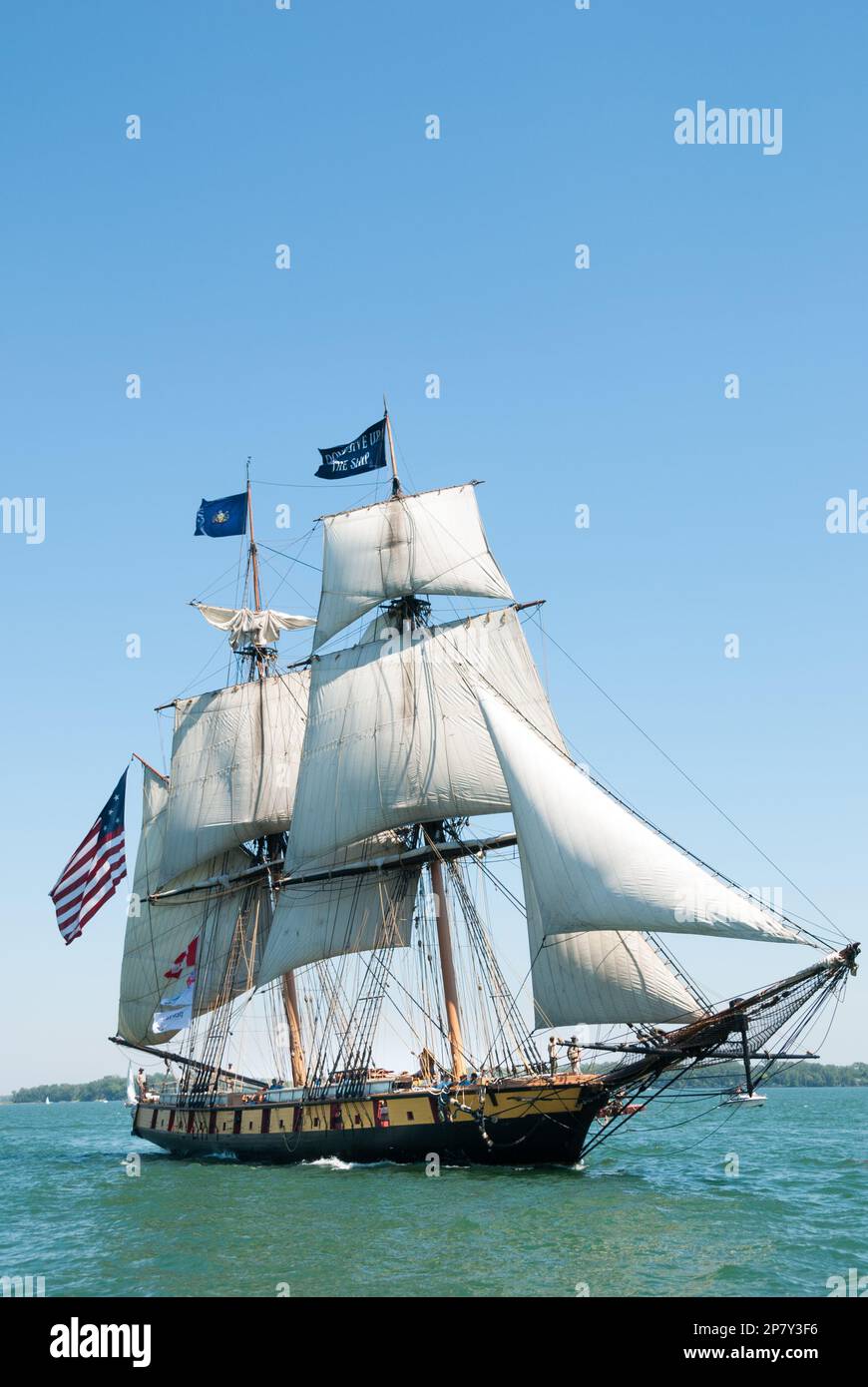 The Brig Niagara under full sail at a tall ship festival in Toronto Harbour Canada Stock Photo