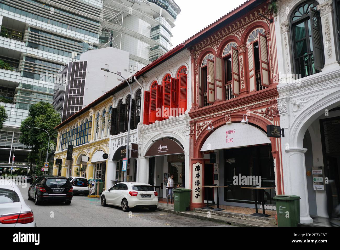 Bras Basah, Singapore February 18, 2023 The colorful old style row
