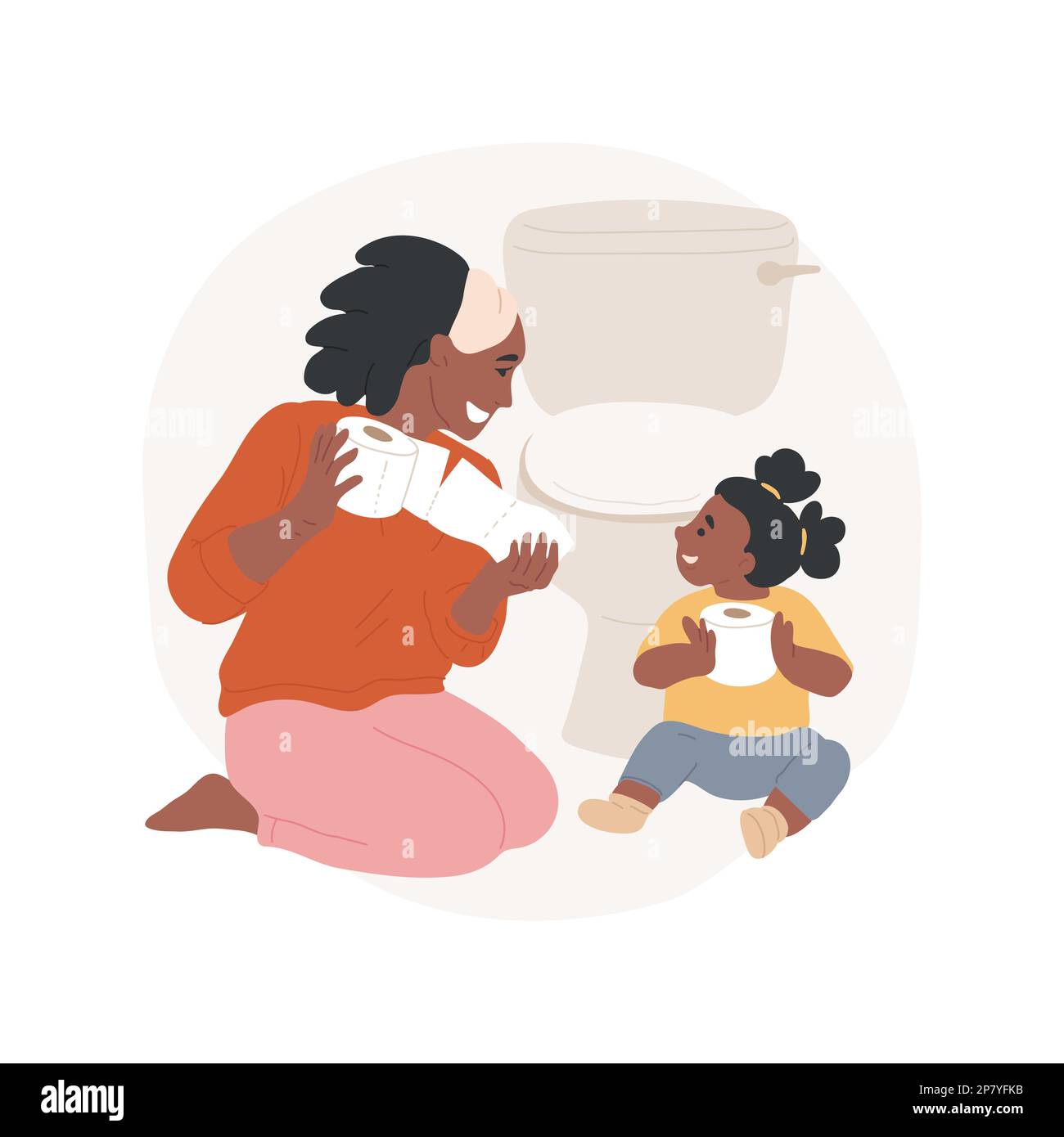 Use toilet paper isolated cartoon vector illustration. Woman holding a