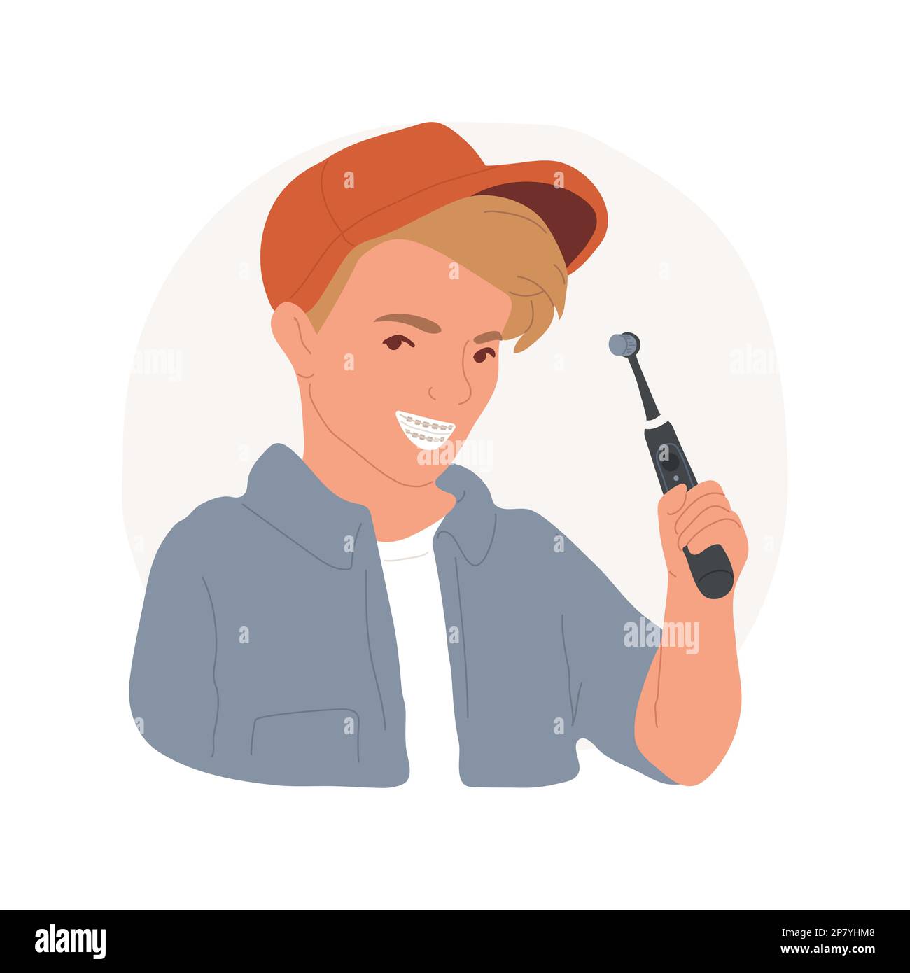 Teeth braces isolated cartoon vector illustration. Portrait of a cute