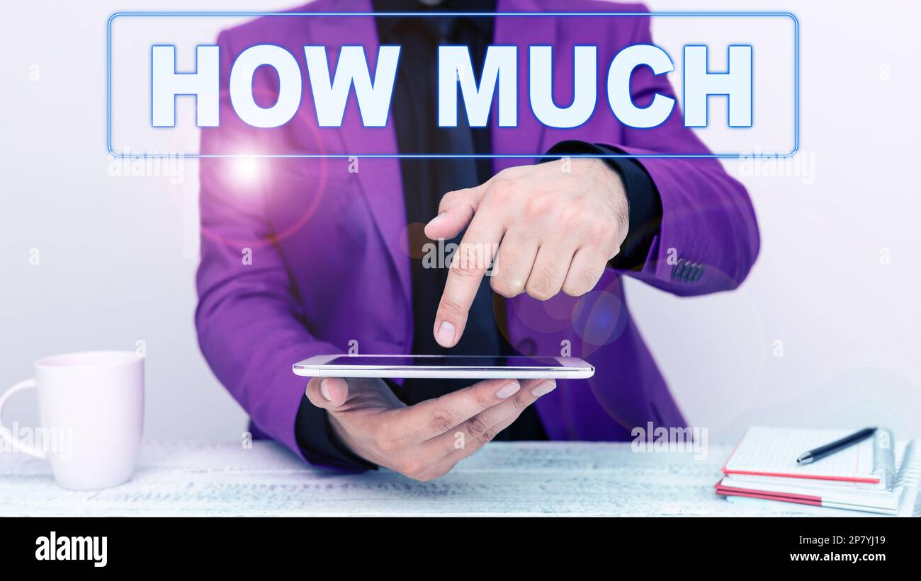 Handwriting text How Much. Concept meaning ask about the amount or cost