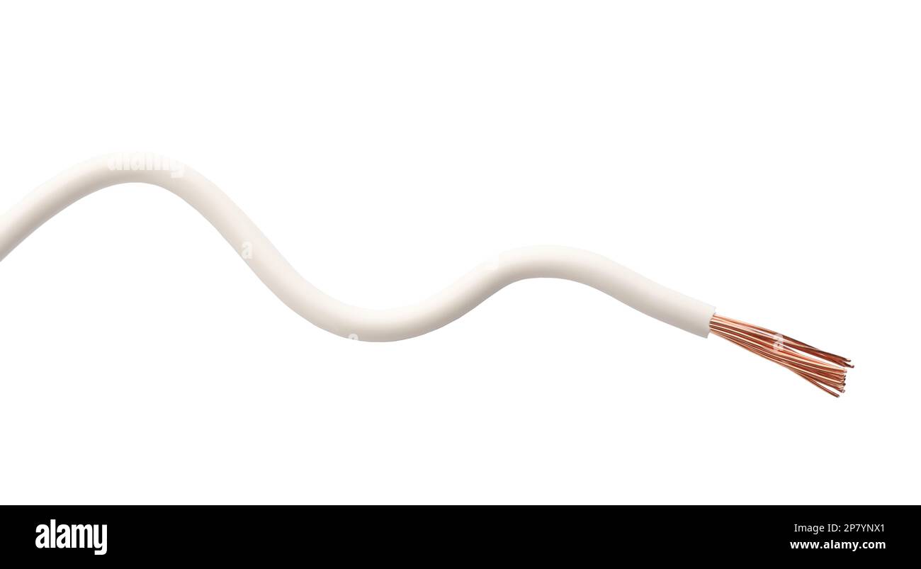 One stripped electrical wire isolated on white Stock Photo Alamy