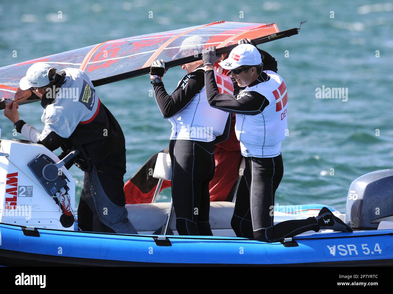 Prince Frederick of Denmark, right, and Chris Meehan of Australia hold
