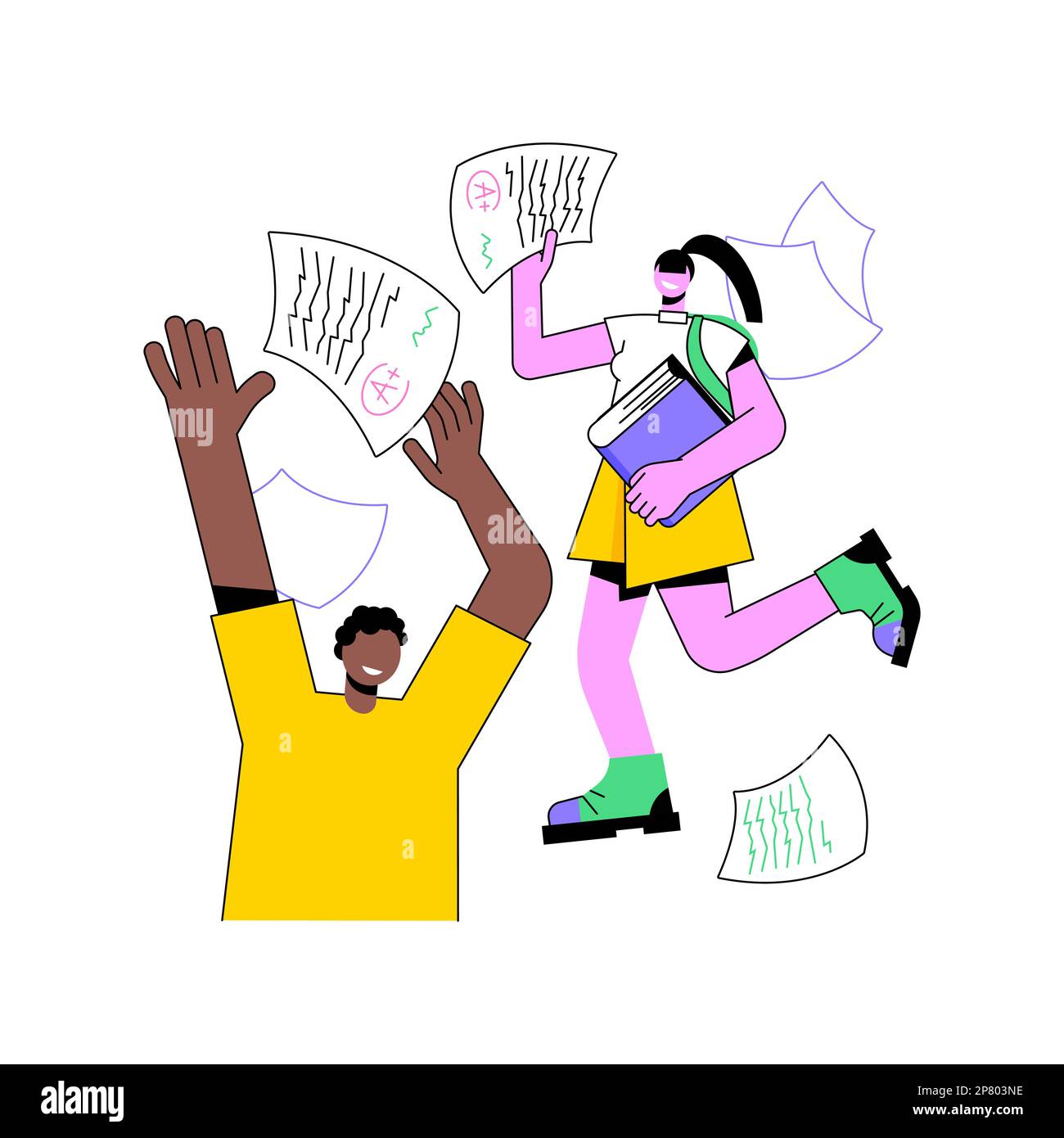 Passed The Test Isolated Cartoon Vector Illustrations Smiling Students 