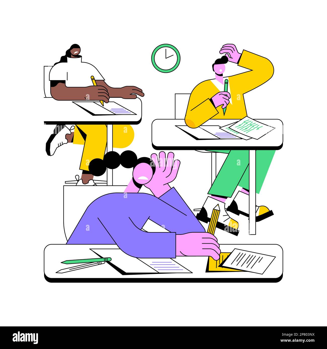 Stressed at the exam isolated cartoon vector illustrations. Stressed ...