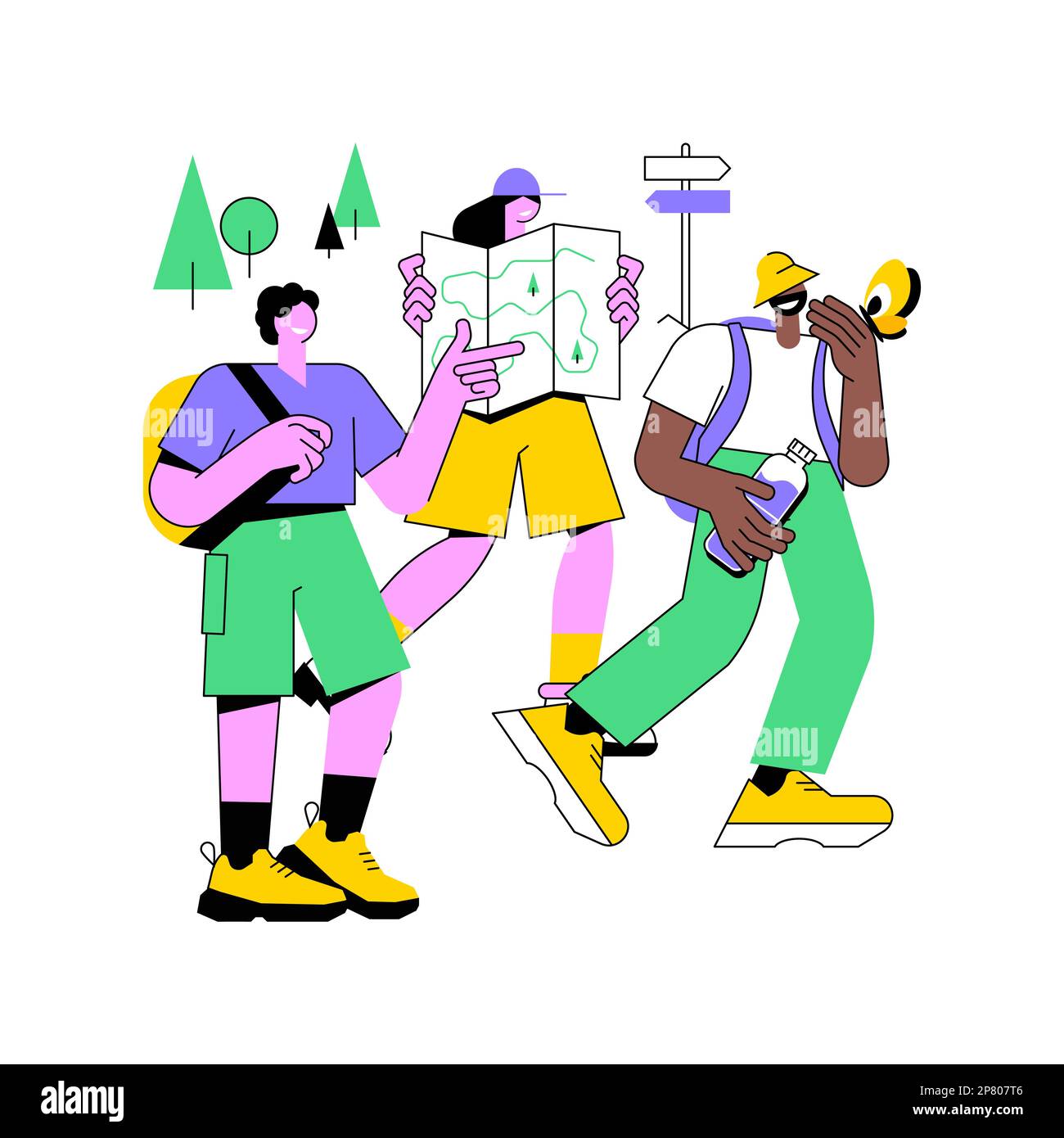 Summer hiking isolated cartoon vector illustrations. Happy friends hiking  together in summer, walk in a countryside, people lifestyle, physical  activity during travel vector cartoon Stock Vector Image \u0026 Art - Alamy, image size:1300x1390