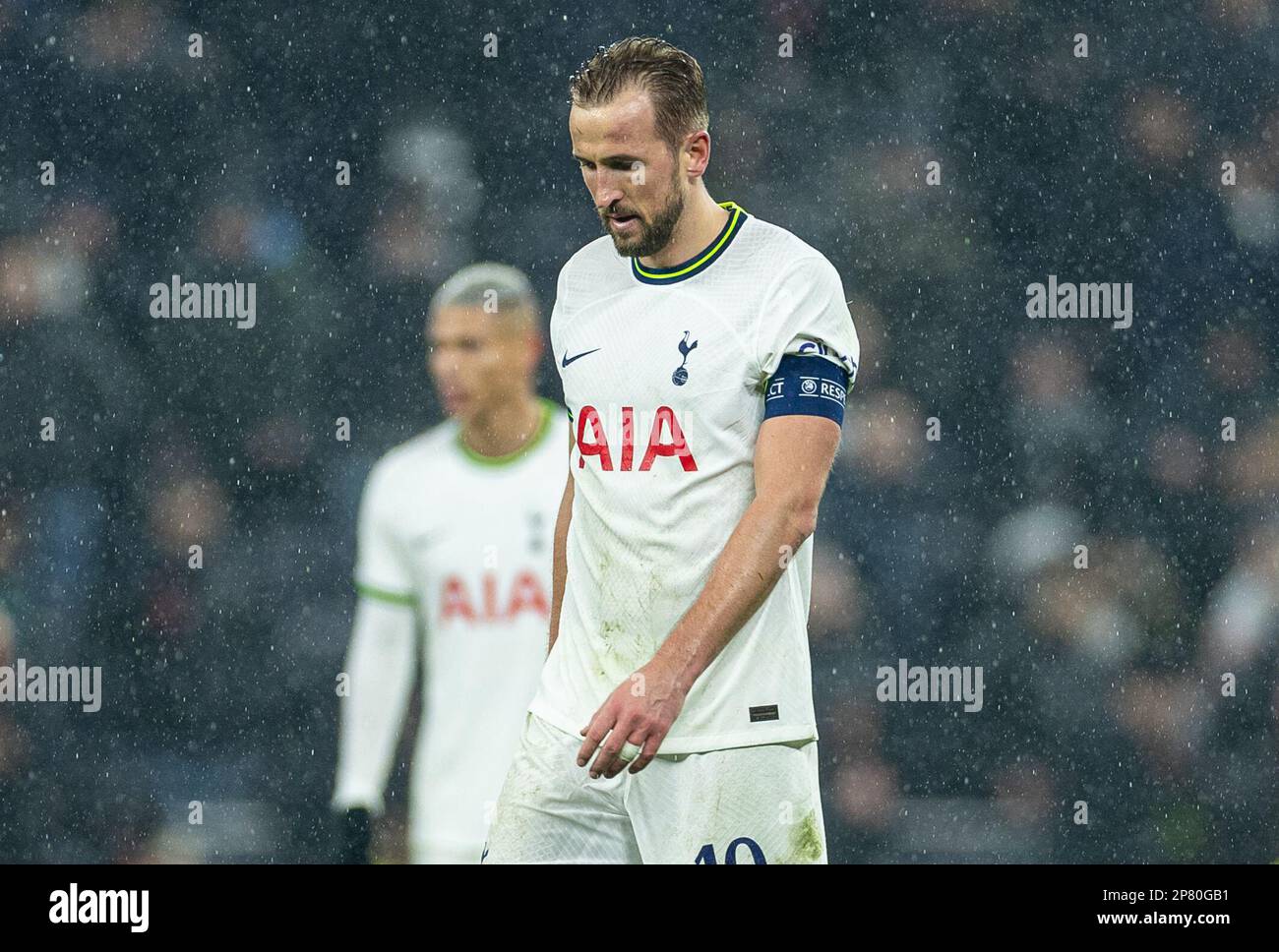 London, UK. 9th Mar, 2023. Tottenham Hotspur's Harry Kane looks dejected after the UEFA Champions League Round of 16 2nd Leg match between Tottenham Hotspur and AC Milan in London, Britain, on March 8, 2023. Credit: Xinhua/Alamy Live News Stock Photo