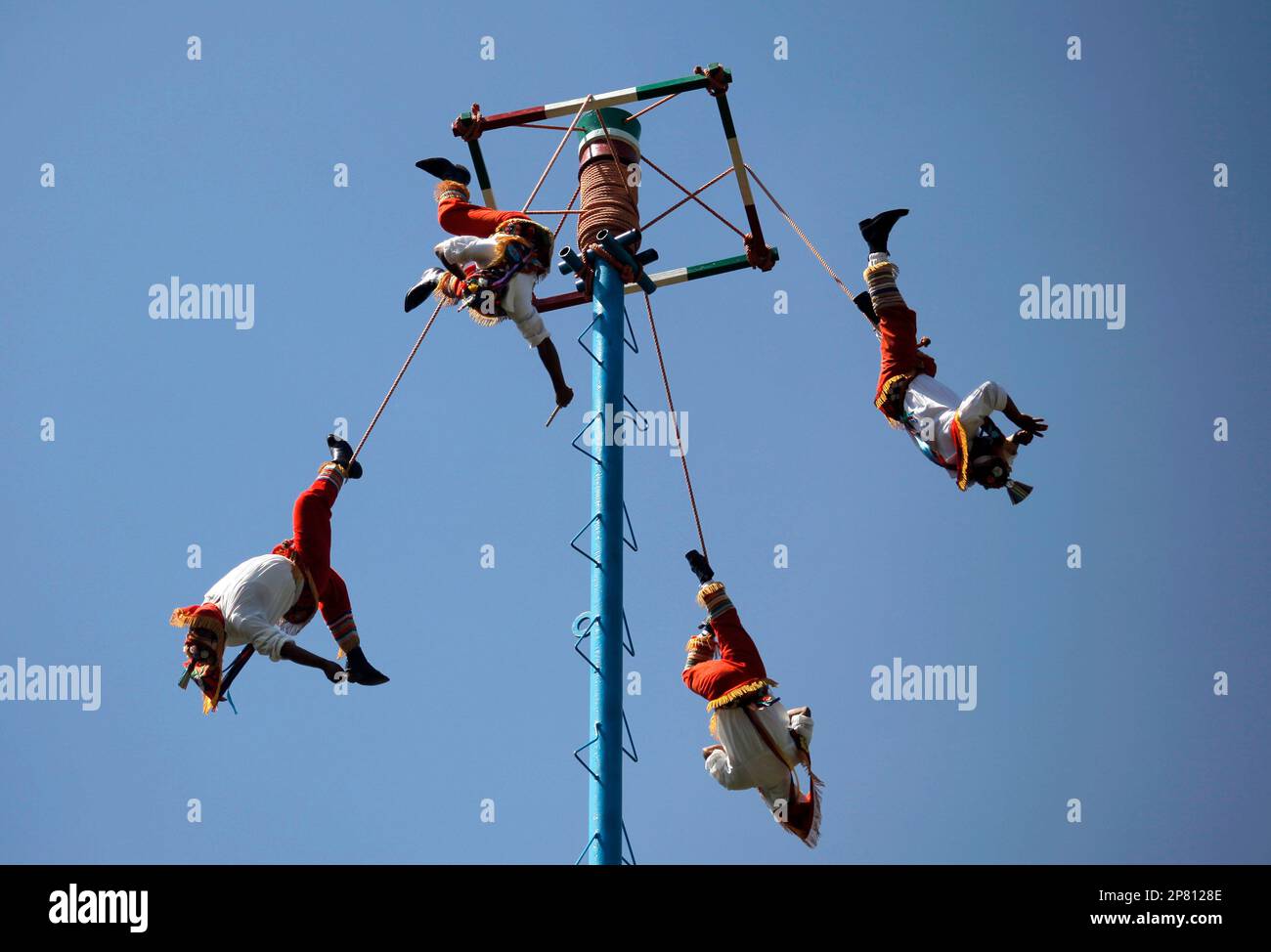 Voladores Ritual Performance Voladores de Papantla or Flying Men of Papantla during a performance in ...
