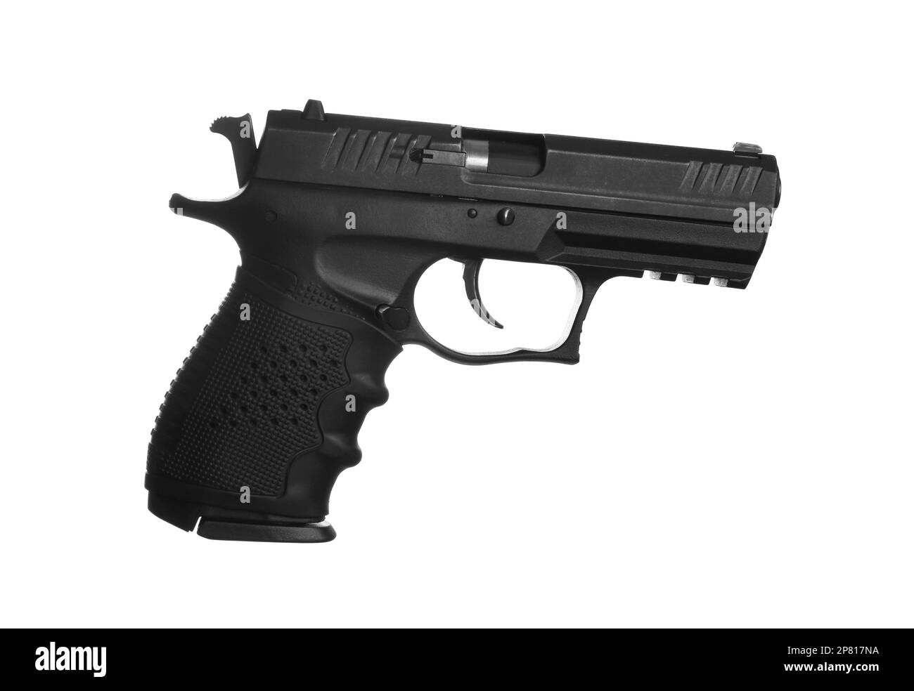 Standard handgun on white background. Semiautomatic pistol Stock Photo