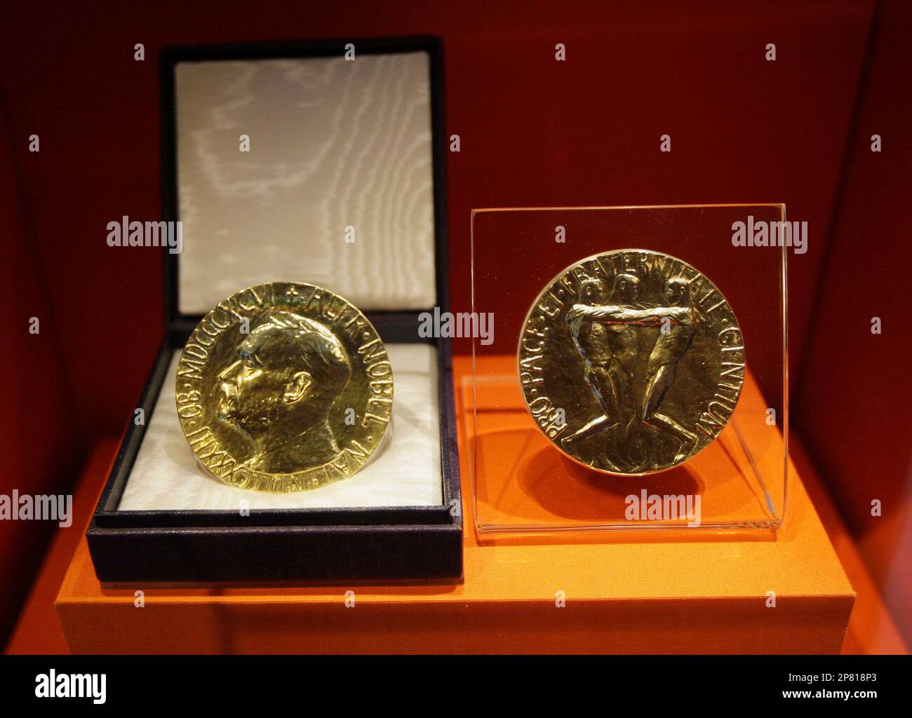 Former President Jimmy Carter's Nobel Peace Prize is shown Tuesday