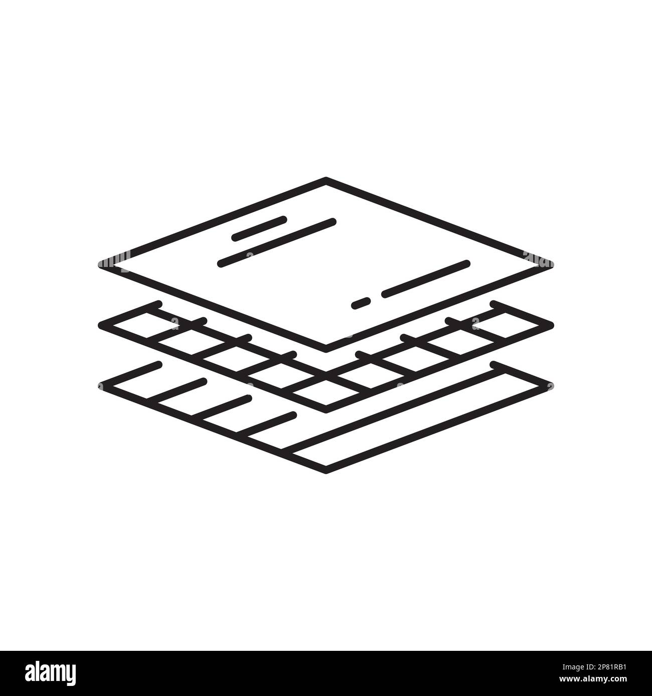 Layered fabric fiber material, absorption surface isolated outline icon