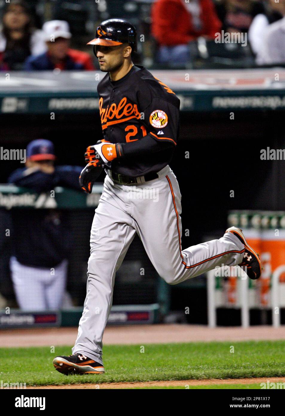 Baltimore Orioles' Nick Markakis runs the bases after hitting a solo