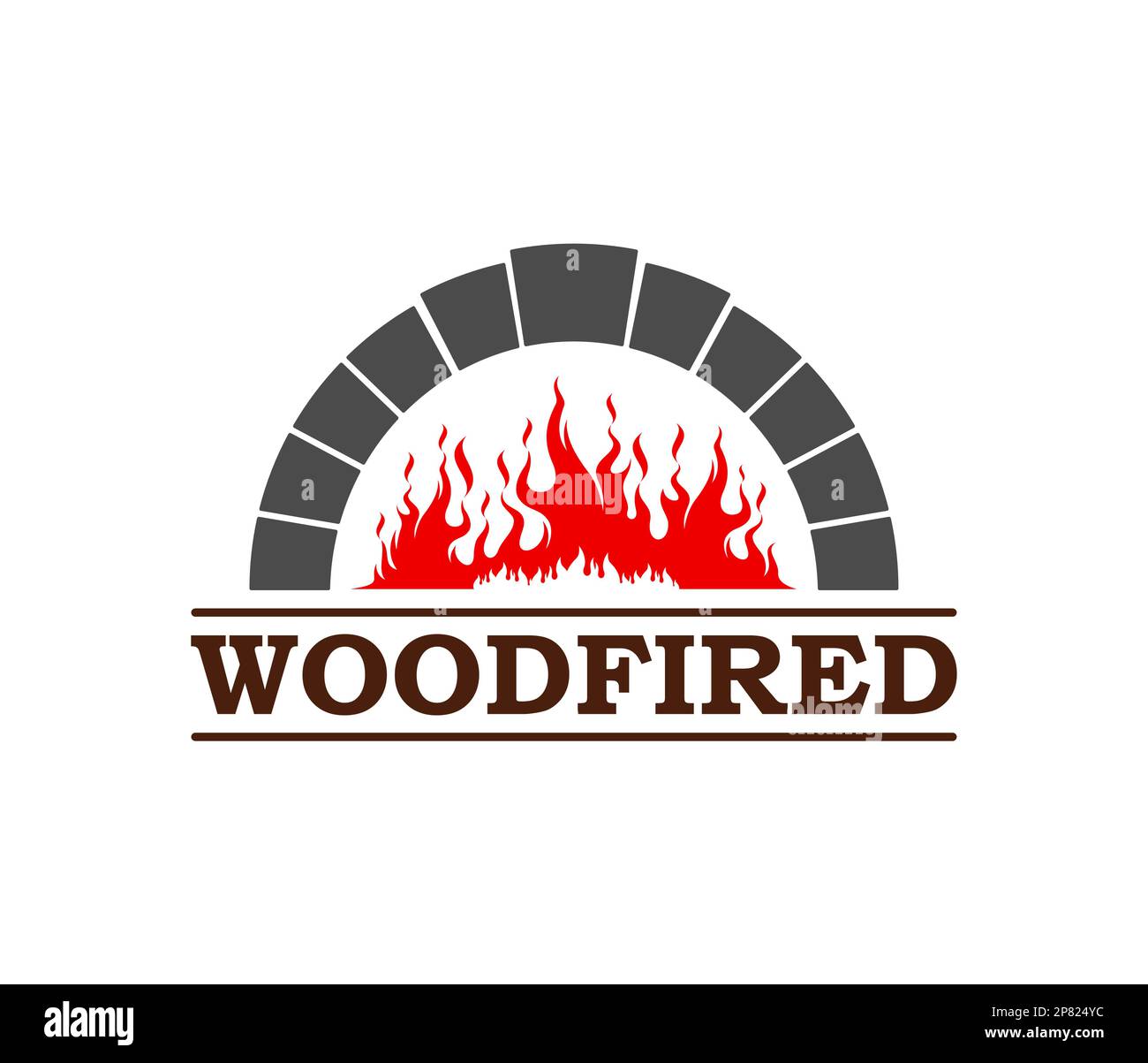 Fireplace, firewood stove icon. Pizzeria stone oven, barbeque bar