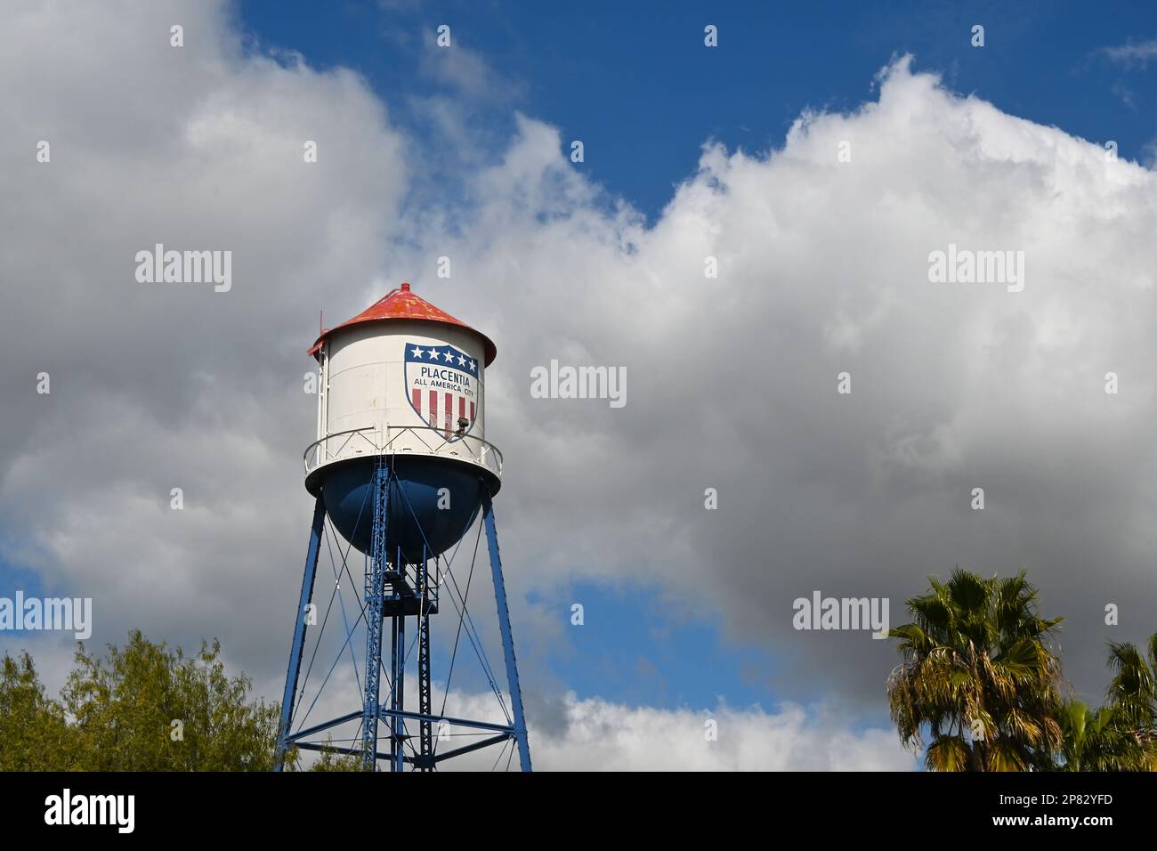 PLACENTIA, CALIFORNIA 8 MAR 2023 Placentia Water Tower, erected in