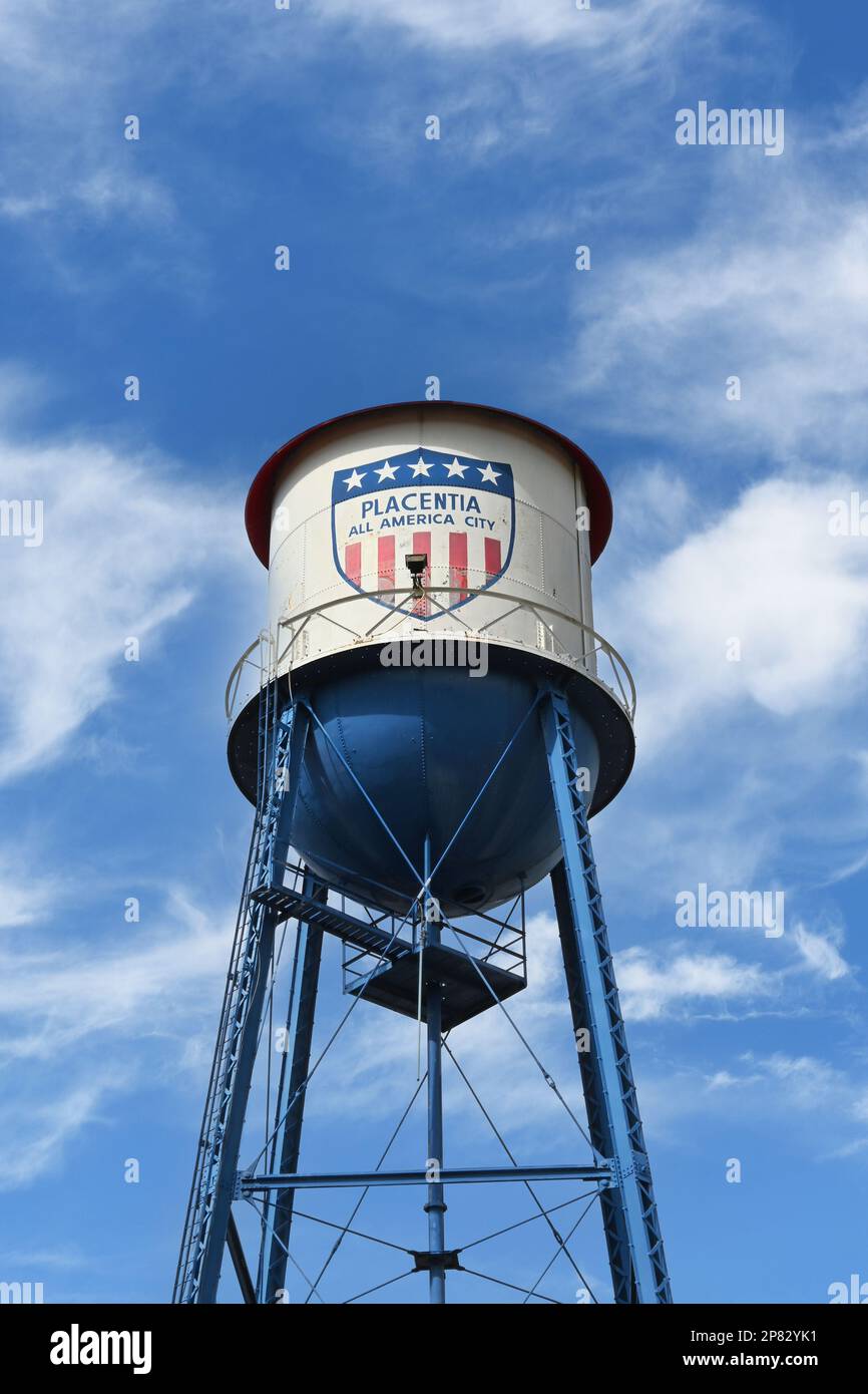 PLACENTIA, CALIFORNIA 8 MAR 2023 Placentia Water Tower, erected in