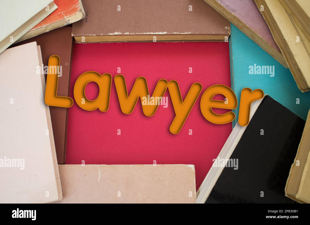 Lawyer word in opened book with vintage, natural patterns old antique